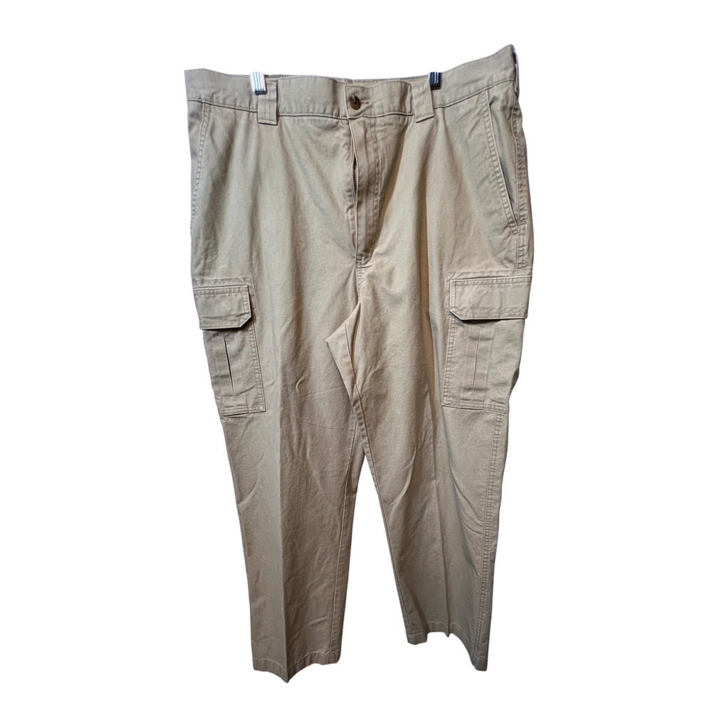 LL Bean Mens Cargo Pants Natural Fit 36x30 Khaki Tan Cotton Utility Trousers
